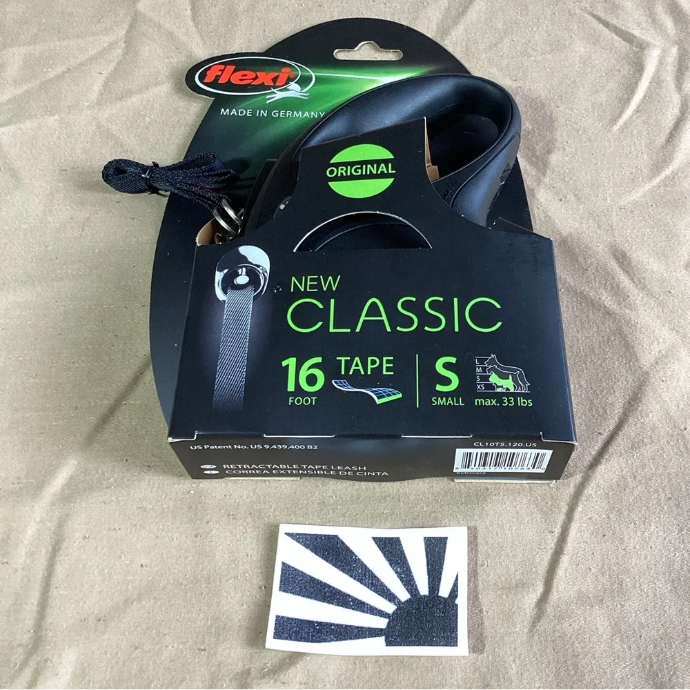 Flexi Original New Classic Tape Retractable Dog Leash Black Small: 16-ft Long